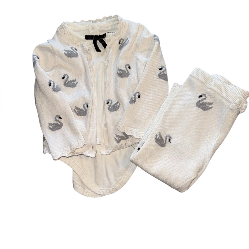 Janie and Jack Swan Sweater & Pants 18-24 Mo